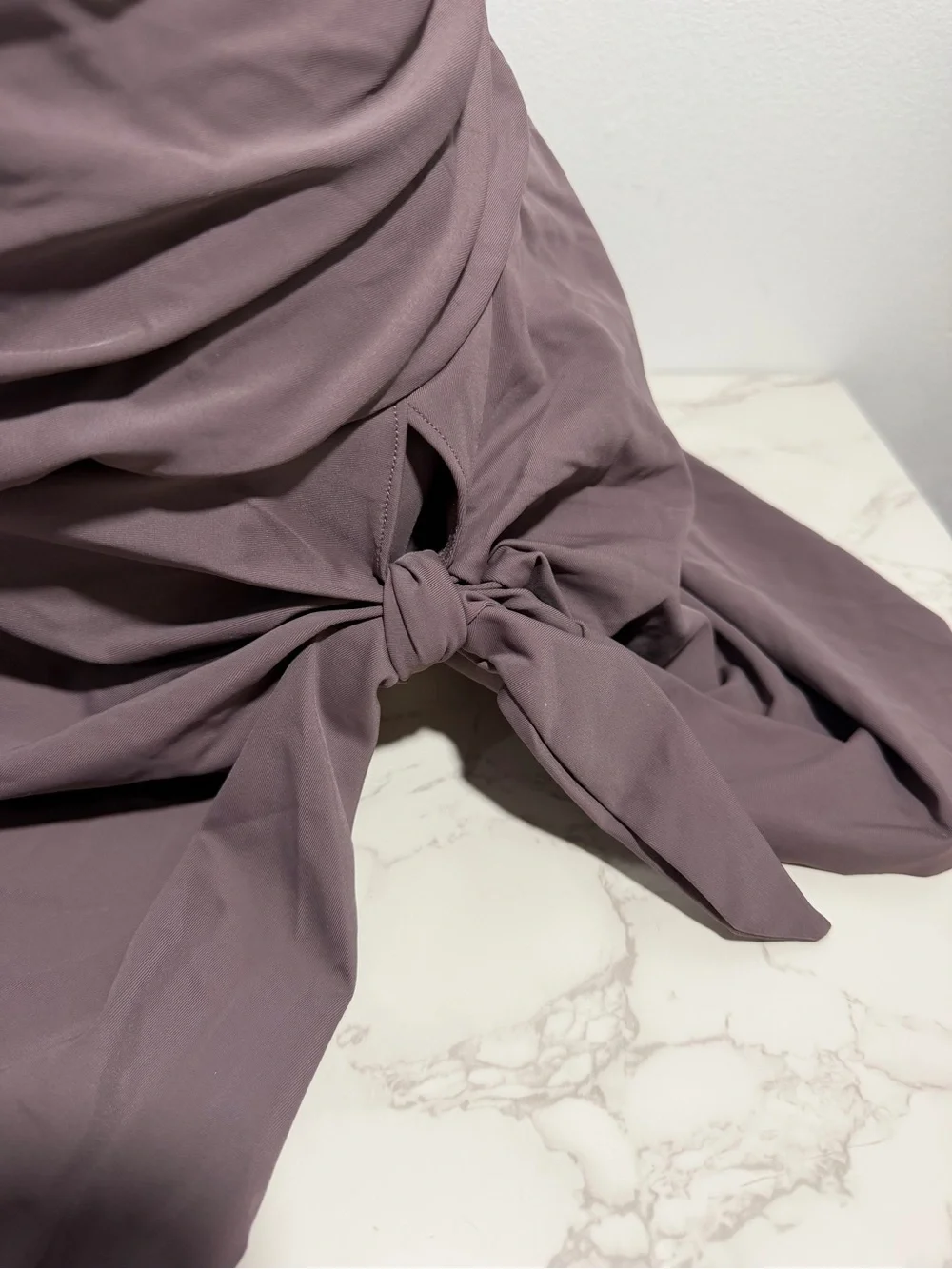 NWOT Zaful Lavender Gray Twist Front Cutout Swim Dress -- XL